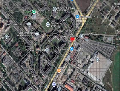 Билборд B в Тернополе, 3x6  15-го Квітня вул., Диканька, АТБ, з центру схема
