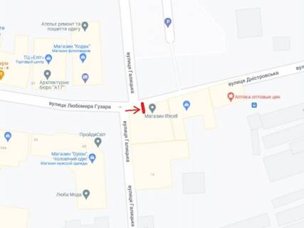 Видеоборд A у Івано-Франківську, 1.8x1.2  Дністровська вул., 2, зупинка "Універмаг", у бік Шпитальна (Ліщинця) вул. - 567104 схема
