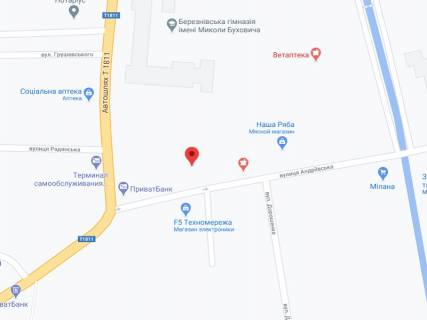 Видеоборд A в Березном Андріївська вул., 46а, аптека "Волиньфарм", прайс за ролик 10 сек 1 вихід/5 хвилин, на двосторонньому екрані, від 144 виходів на день. Розрахунок для інших параметрів трансляції уточнюйте у менеджера. - 301210 схема