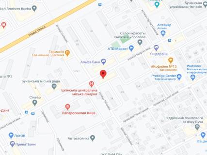 Видеоборд A у Бучі Енергетиків вул., 17, аптека "Вітамін", прайс за ролик 10 сек 1 вихід/5 хвилин, на двосторонньому екрані, від 144 виходів на день. Розрахунок для інших параметрів трансляції уточнюйте у менеджера. - 301252 схема