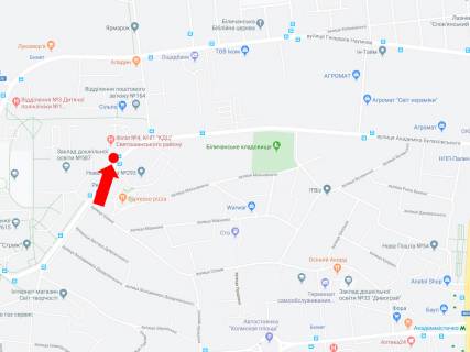 Билборд B в Киеве Булаховського вул. 26, магазину "Агромат", в бік пр. Палладіна схема