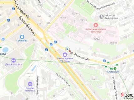 Билборд A в Киеве, 1.8x1.2  Мечникова вул., 2, навпроти БЦ "Парус", в сторону вул. Басейна схема