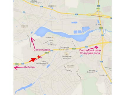 Билборд A в Песочине, 3x6  Полтавське шосе - Автомобільна вул., с. Пісочин, (2), в'їзд в Харків схема