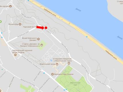 Сiтiлайт  у Києві, 1.8x1.2  Паркова дорога вул., 50 м. до Паркового мосту, в бік Дніпровського спуску схема