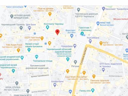 Видеоборд A в Черновцах Університетська вул., 8, аптека "Мед Сервіс", №Л035, прайс за ролик 10 сек 1 вихід/5 хвилин, з 8:00-22:00. Розрахунок для інших параметрів трансляції уточнюйте у менеджера. - 301606 схема
