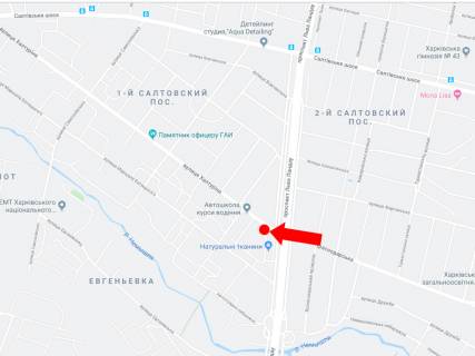 Билборд  в Харькове, 3x6  Ахієзерів вул. (Халтуріна). - просп. Льва Ландау (50-річчя СРСР), в сторону Салтівського шосе схема