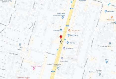 Бэклайт B в Днепр (Днепропетровск), 3.14х2.32  Слобожанський (Газети Правда) пр.) в районі буд. №73, супермаркет Брусничка, на світлофорі схема