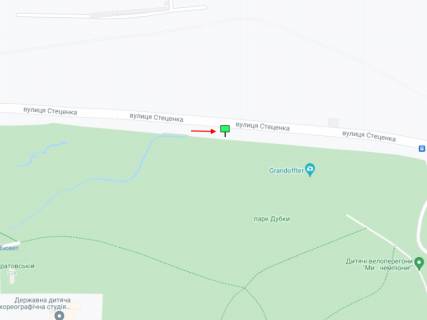 Билборд A в Киеве Стеценка вул., парк "Дубки", в сторону вул. Теліги схема