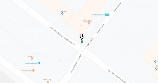 Скролер, Скрол A у Дніпро (Дніпропетровськ), 3.14х2.32  просп. Дмитра Яворницького (Карла Маркса)- пл. Соборна (Жовтнева), рух в центр - 230205 схема