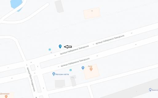 Billboard A in Dnipro (Dnipropetrovsk) Zavods'ka Naberezna st. - Kondratuka Uria st. (kolis. Komunarivs'ka st.), na svitlofori scheme