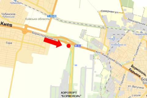 Бэклайт A в Киеве, 3x6  Траса Київ-Бориспіль, роздільник, в бік а/п Бориспіль схема