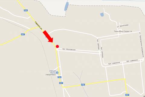 Білборд, Бігборд (Борд)  A у Ромнах, 3x6  Московський бул. / Горького вул. схема