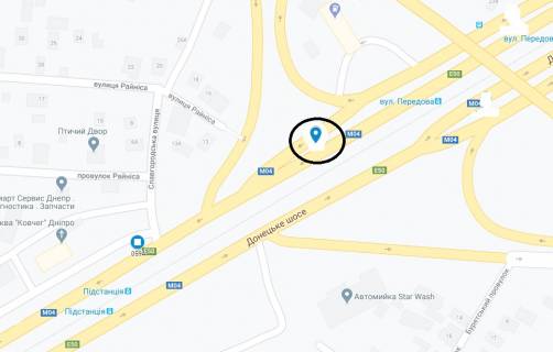 Билборд A в Днепр (Днепропетровск) Донецьке шосе - Передова вул., на розділовій смузі схема