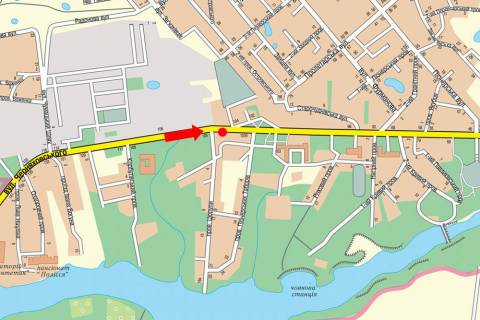 Билборд A в Житомире, 3x6  Чуднівська вул. (кол. Черняхівського вул.) , 103А, біля АЗС "Ультра", в центр схема