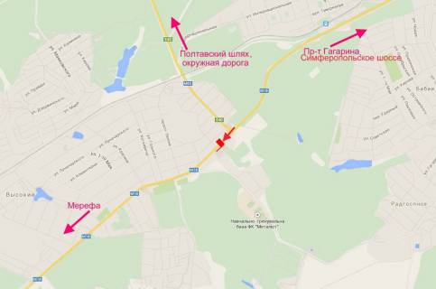 Билборд B в Высоком, 3x6  Сімферопольське шосе, с. Високий, пост ДАІ, (2), виїзд з міста схема