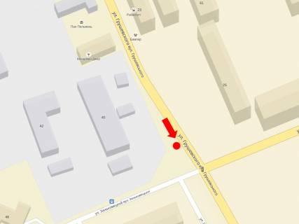Билборд A в Ужгороде, 3x6  Грушевського вул., 25 / Марії Заньковецької (Шолохова) вул., в бік Минайської вул. схема