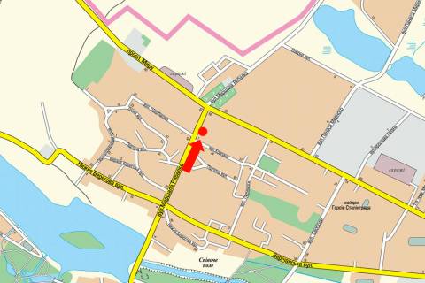 Билборд A в Хмельницком, 3x6  Степана Бандери (Маршала Рибалка) вул. / Миру пр., зупинка, біля магазину "Факел" схема