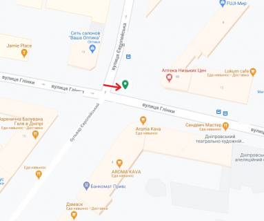 Ситилайт B в Днепр (Днепропетровск), 1.2х1.8  вул. Європейська (Миронова), біля буд. №8 Б схема