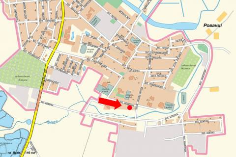 Билборд  в Луцке, 3x6  Бенделіані вул., 1, біля супермаркету "Салют", в бік Івана Газюка (колишня Дружби Народів) бул. схема
