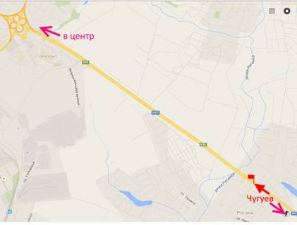 Білборд, Бігборд (Борд)  A у Рогані, 3x6  Героїв Харкова пр. - траса Харків - Ростов-на-Дону (М03), с. Рогань, (2), в'їзд у місто схема