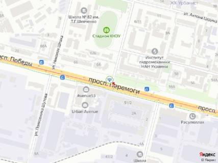 Видеоборд A в Киеве просп. Берестейський (Перемоги)., 62 - Мірошниченко вул. (колиш. Перовської вул.), з центру, прайс за трансляцію ролика 10 сек 1вихід/90 сек, з 0:00 до 23:59 - 366682 схема