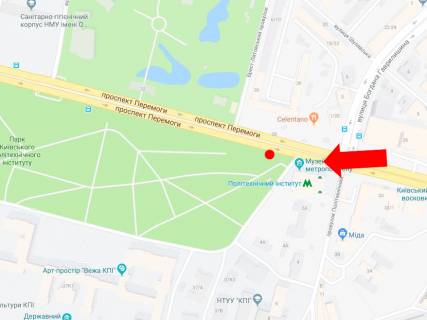 Бэклайт  в Киеве, 2.3x3.14  просп. Берестейський (Перемоги)., 35, біля ст. м. "Політехнічний інститут", з центру схема