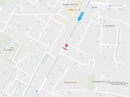Билборд B в Харькове, 3x6  Гвардійців-Широнінців вул., 58, в центр схема