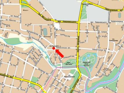 Scrolller, Scroll  in Sumi, 2.3x3.14  Gor'kogo st., 23 / Novomistens'ka st., centr, Palac Kul'turi im. Frunze - 471201 scheme