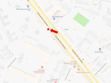 Сiтiлайт B у Києві, 1.8x1.2  Українки бул., 22, в сторону вул. Хрещатик схема