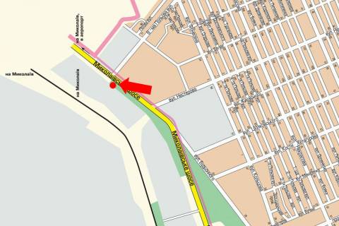 Билборд  в Херсоне, 3x6  Миколаївське шосе / 8-ма Польова вул., з центру (флажок) схема
