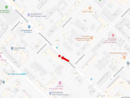 Ситилайт  в Киеве, 1.8x1.2  Межигірська вул, 43 - вул. Оболонська, в сторону ст. м. "Тараса Шевченка" схема