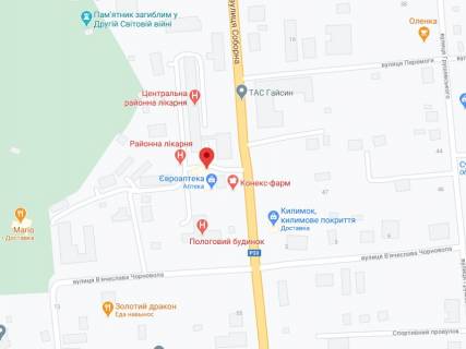 Видеоборд A у Гайсині Соборна вул., 34-К, аптека "Конекс", прайс за ролик 10 сек 1 вихід/5 хвилин, на двосторонньому екрані, від 144 виходів на день. Розрахунок для інших параметрів трансляції уточнюйте у менеджера. - 301306 схема