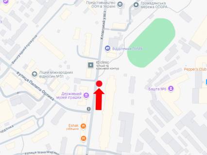 Сiтiлайт A у Києві, 1.8x1.2  Кловський узвіз, 7, зупинка "Юний технік" схема