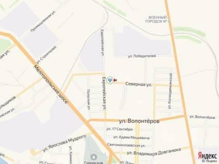 Билборд A в Бердянске Северная ул. - Европейская ул. схема
