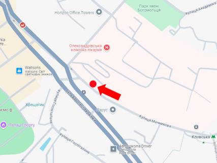 Ситилайт A в Киеве, 1.8x1.2  Мечникова вул., 1, зупинка "вул. Басейна" схема