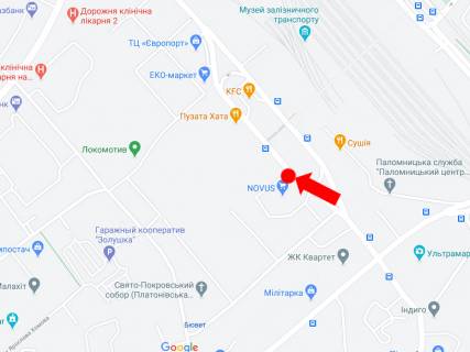 Беклайт B у Києві, 2.3x3.14  Кирпи 5-Б, біля супермаркету Novus, McDonald's, навпроти Південного залізничного вокзалу, в бік пр. Повітрофлотського схема