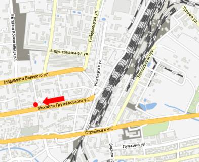 Билборд  в Дрогобыче, 3x6  Грушевского вул., біля швейної фабрики схема