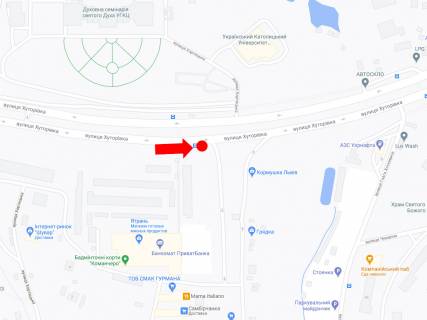 Ситилайт A в Львове, 1.8x1.2  Хуторівка вул., 4, зуп. "Духовна семинарія" (ліва), в сторону пр. Червона Калина схема