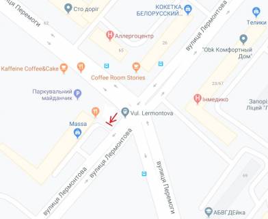 Билборд A в Запорожье, 6х3  Перемоги вул., 62 - В'ячеслава Зайцева (Лермонтова) вул. схема