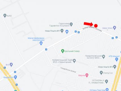 Билборд B в Кременчуге, 3x6  Пугачова вул., біля автосалону "Автотехспорт" схема