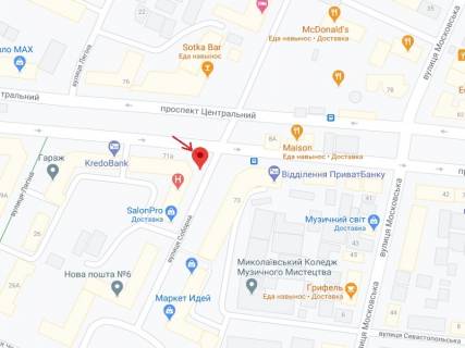 Ситилайт A в Николаеве Центральний просп. (Леніна просп.)., 71А - Соборна вул. (Радянська)  схема