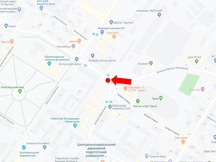 Білборд, Бігборд (Борд)  A у Кропивницький (Кіровоград), 3x6  Чикаленка вул. - Шевченка вул., 1, Державний Педагогічний Університет схема