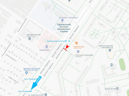 Білборд, Бігборд (Борд)  B у Харкові, 3x6  Перемоги пр., 50б, в центр схема