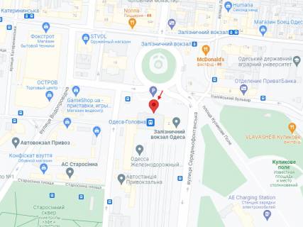 Скроллер A в Одессе Привокзальна пл., 2, ж/д вокзал, центральний вхід 3 - 402250 схема