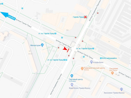 Билборд A в Харькове, 3x6  Нескорених (кол. Героїв Праці) вул. - Павлова вул., з центру схема