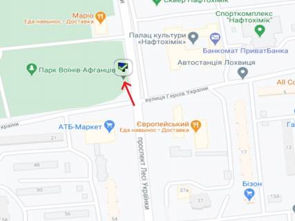 Билборд A в Кременчуге Українки пр. (колиш. 50-років. Октября Пр.) - Героїв України вул., нижній схема
