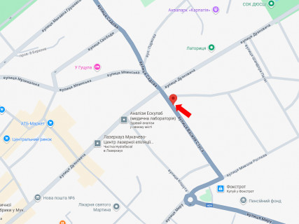 Билборд A в Мукачеве, 3x6  Стуса вул. - Сковороди вул. схема