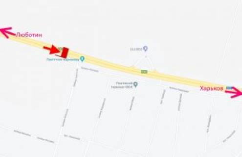 Билборд A в Коротыче, 3x6  Траса Київ - Харків, 464 км - с. Коротич, Київська вул., у бік м. Харків схема