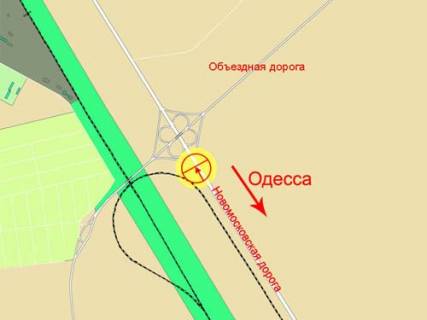 Білборд, Бігборд (Борд)  + у Одесі, 3x6  Київське шосе (Ленінградське шосе) - Об'їзна дорога, конюшинний міст, з центру схема