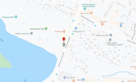Билборд B в Хмельницком, 3х6  вул.Степана Бандери (Маршала Рибалка) (пляж) схема